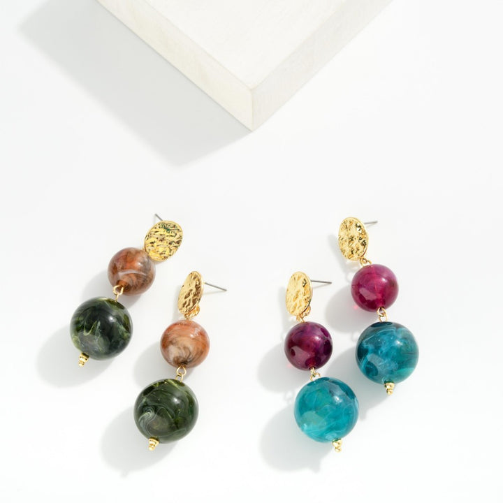 Linked Marbled Acetate Balls Featuring Textured Metal Post