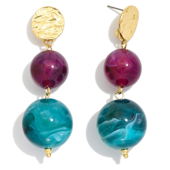 Linked Marbled Acetate Balls Featuring Textured Metal Post
