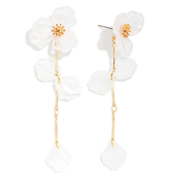 Acetate Flower &amp; Linked Petals Post Drop Earrings