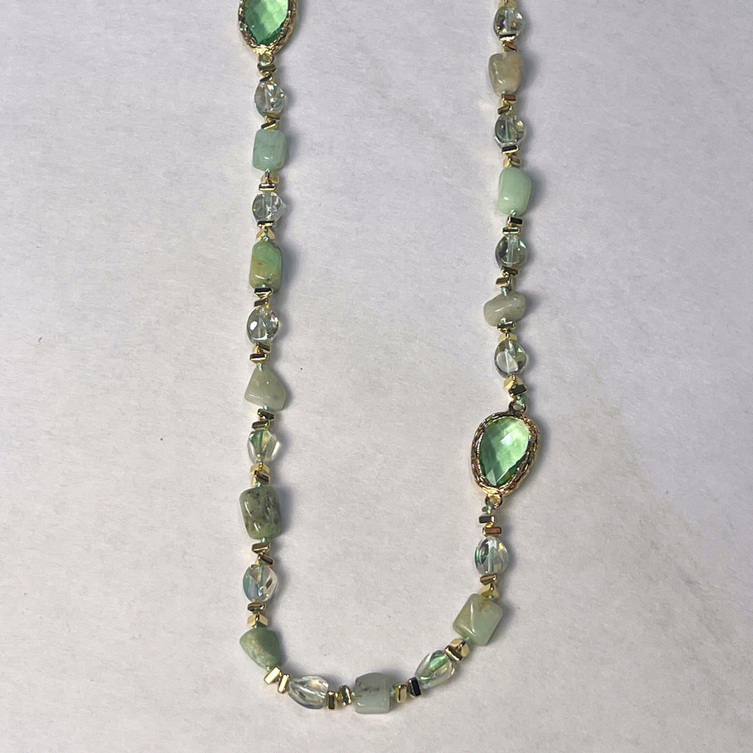 Natural Agate Stone and Glass Bead Necklaces