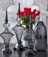 Frosted Comb Pattern Black Transparent Glass Vase