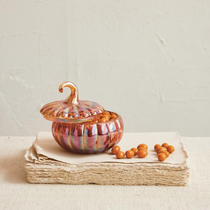 Glass Pumpkin Candy Jar