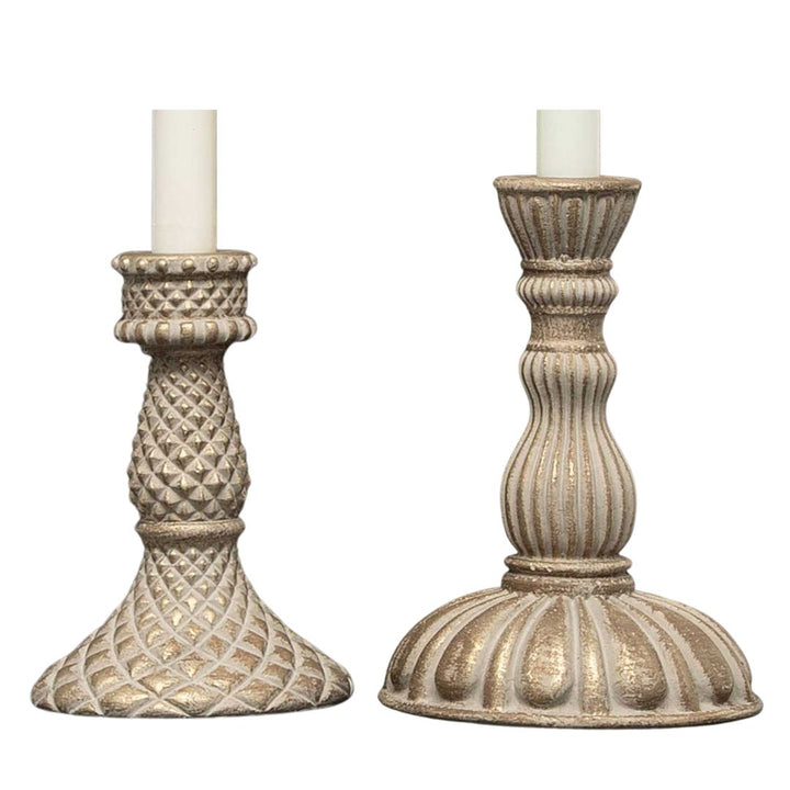 Gold Brushed Concrete Taper Candleholders