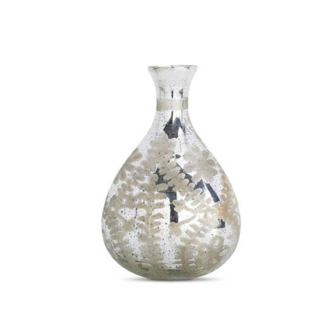 Assorted Silver Mercury Glass Etched Bud Vases