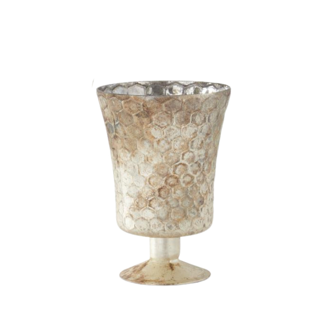 Honeycomb Champagne Mercury Glass Fluted Vases