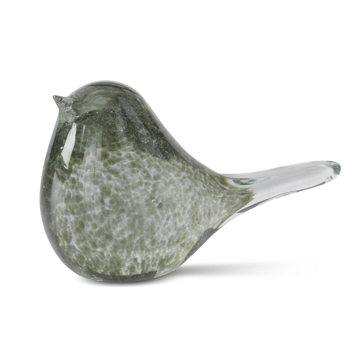 Green Speckled Clear Glass Birds