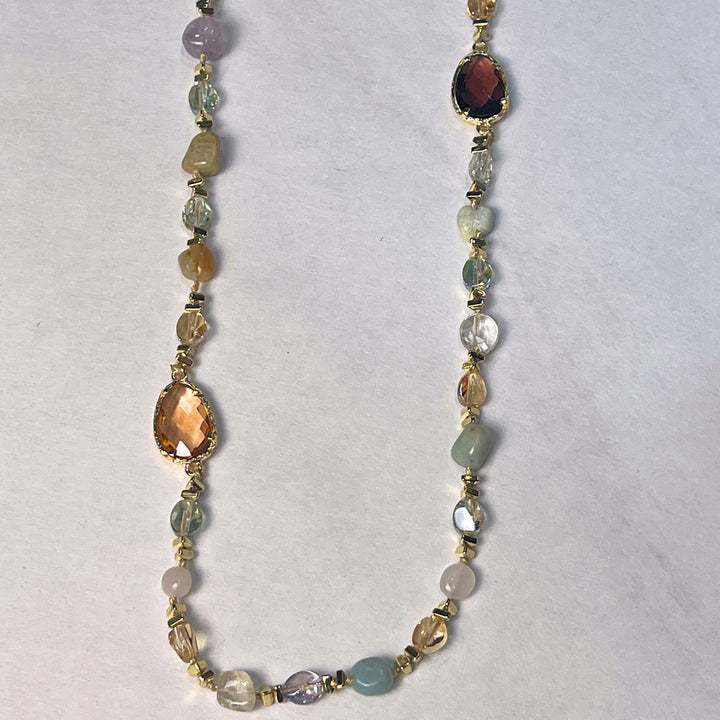Natural Agate Stone and Glass Bead Necklaces