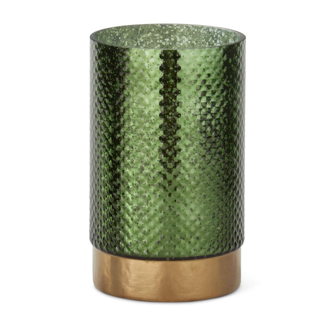 Green Dot Glass Candleholders