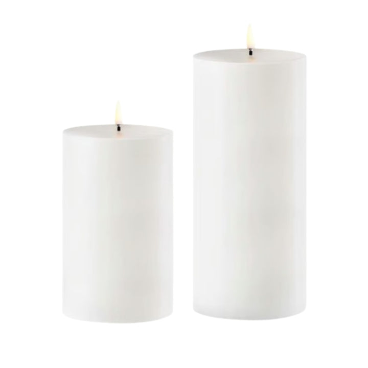 Outdoor White LED Pillar Candles