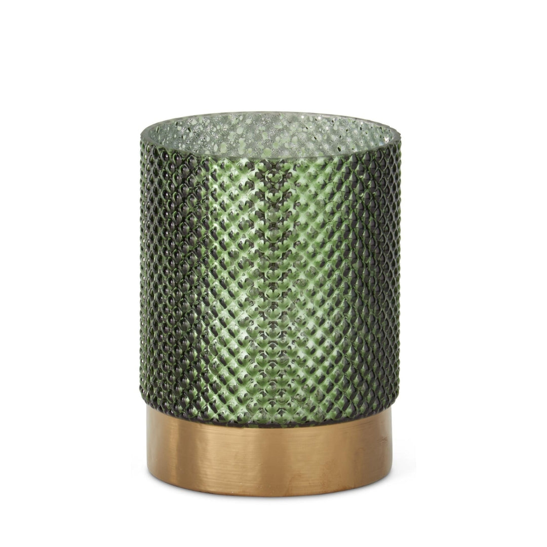 Green Dot Glass Candleholders