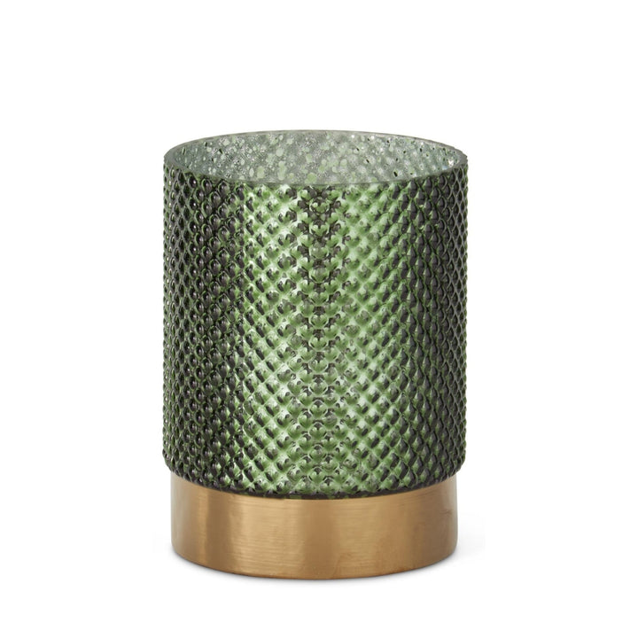 Green Dot Glass Candleholders