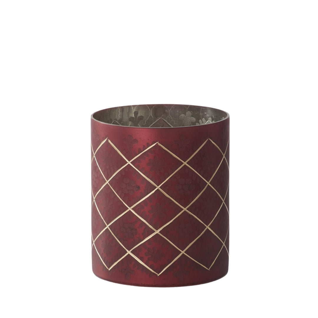 Burgundy and Gold Etched Glass Containers