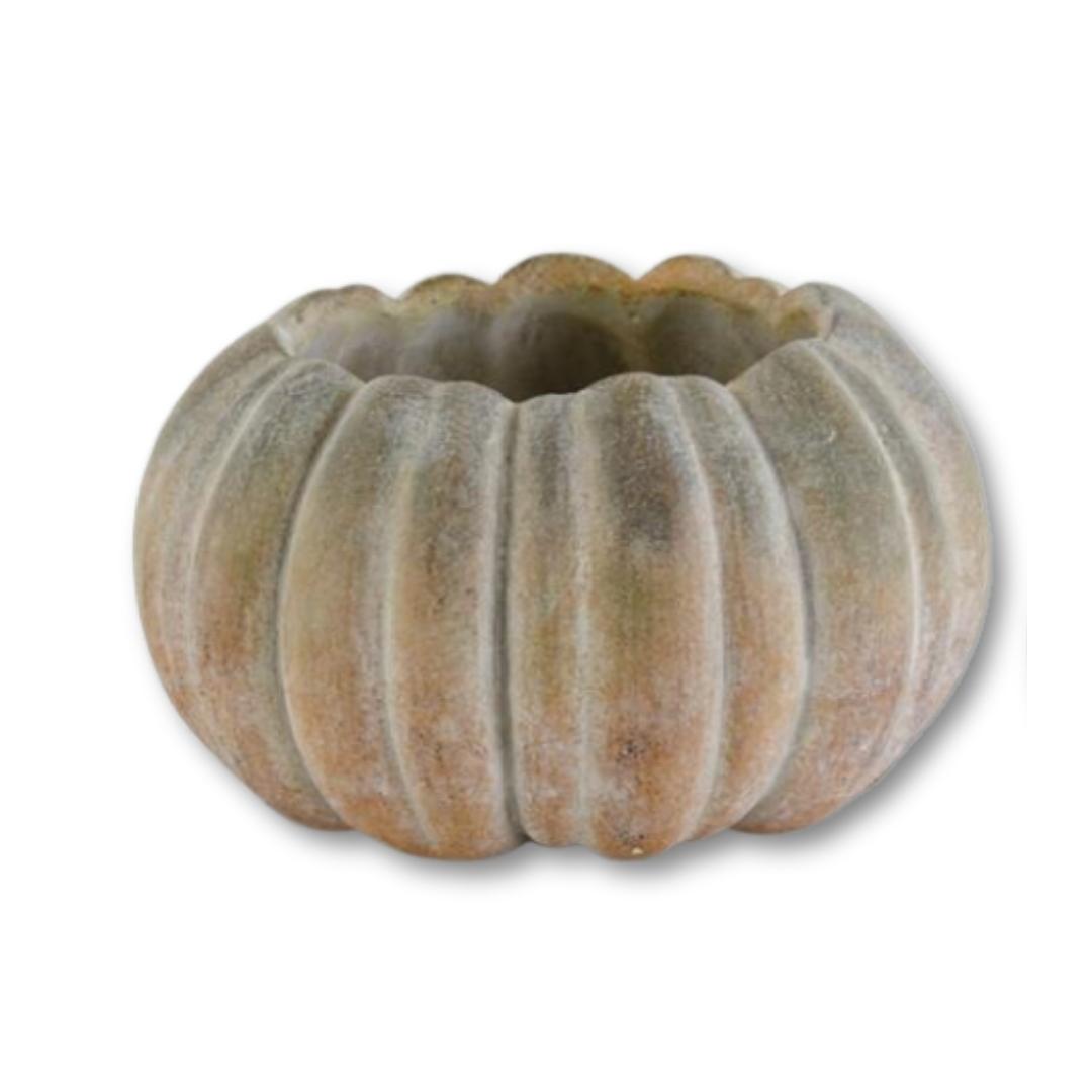 Round Cement Pumpkin Pots