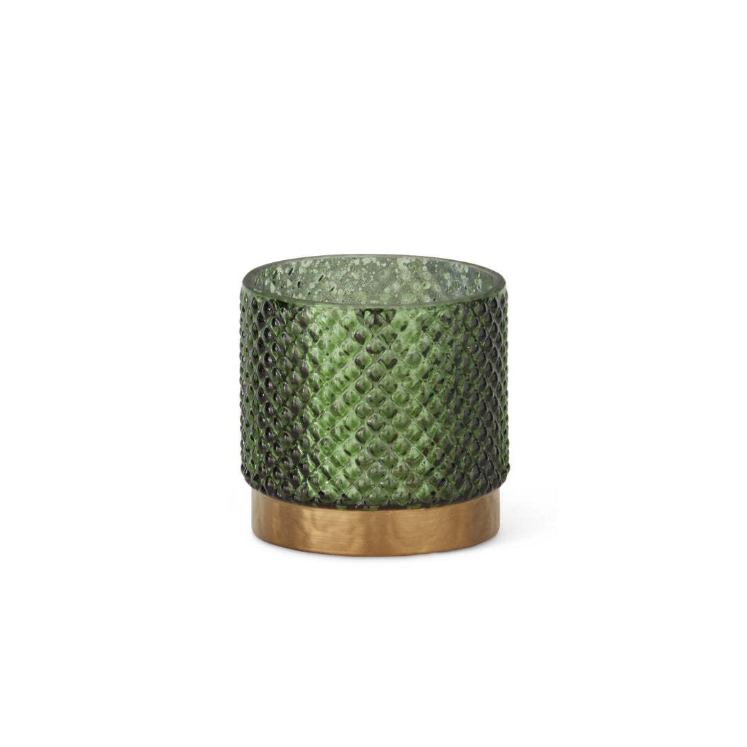 Green Dot Glass Candleholders