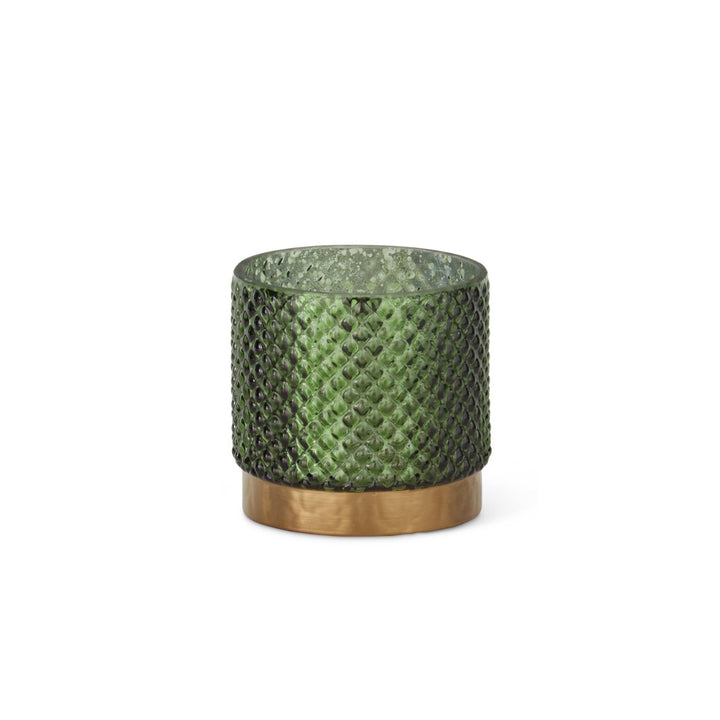 Green Dot Glass Candleholders
