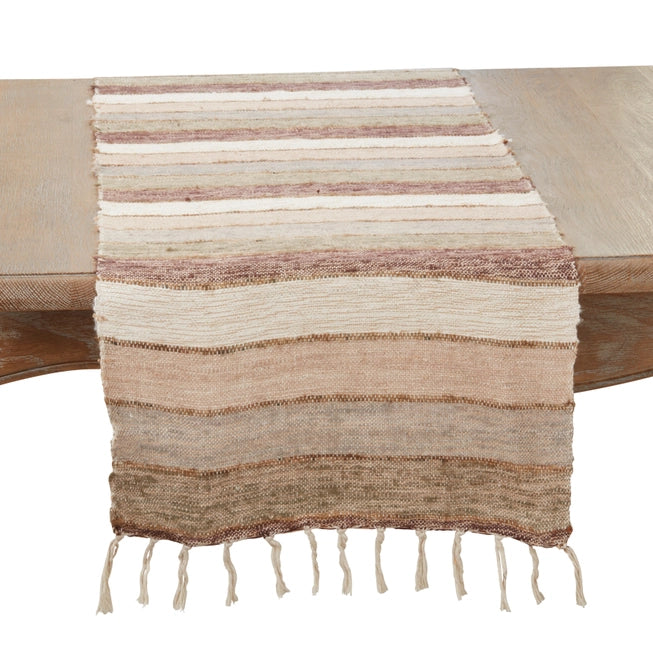 Rustic Chic Stripe Fringed Table Runner