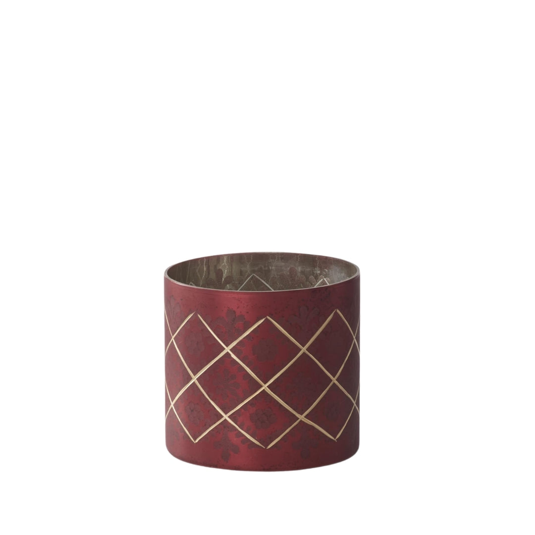 Burgundy and Gold Etched Glass Containers