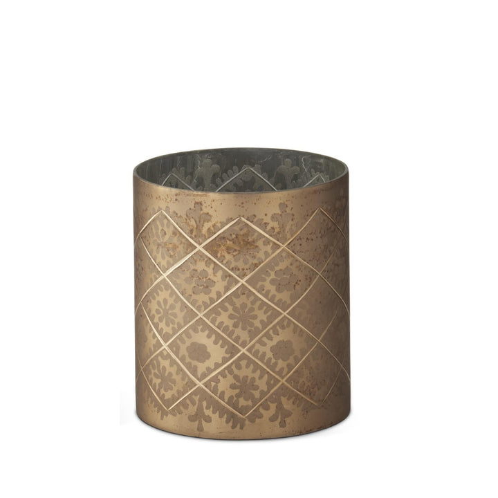Burnt Champagne Etched Glass Containers