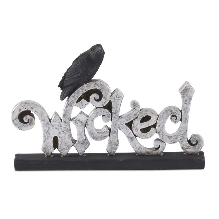 Halloween Text and Crow Table Sitter