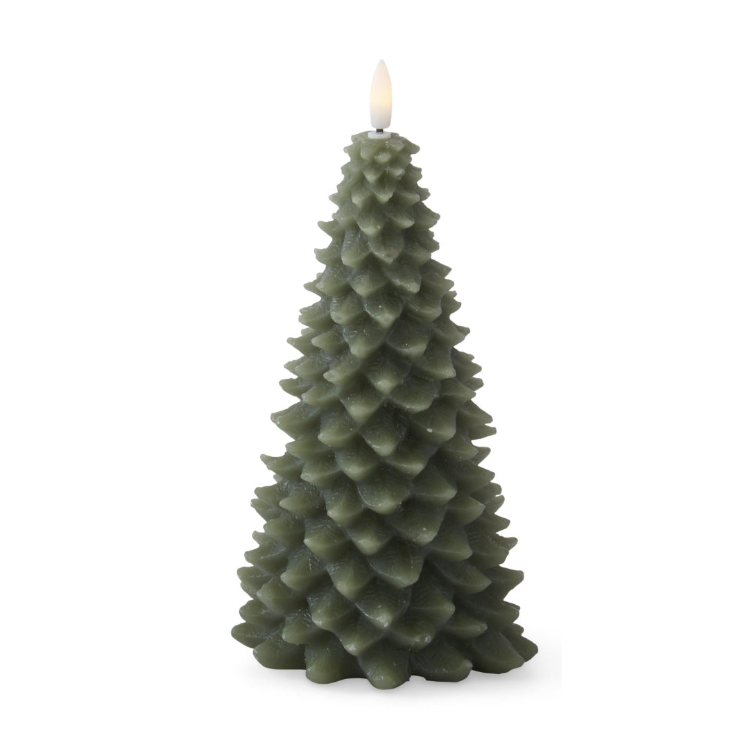 Green Wax Christmas Tree LED Candles with Timer