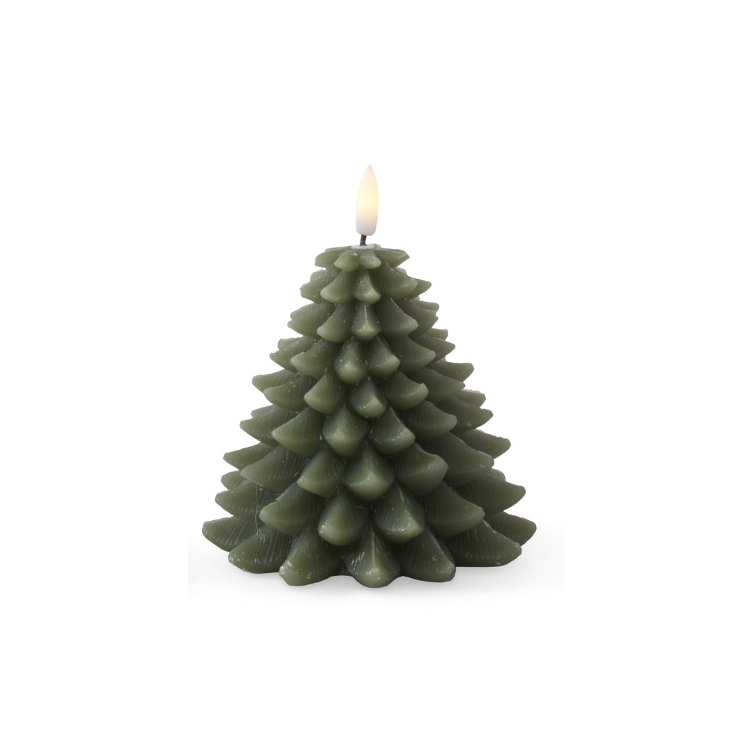 Green Wax Christmas Tree LED Candles with Timer