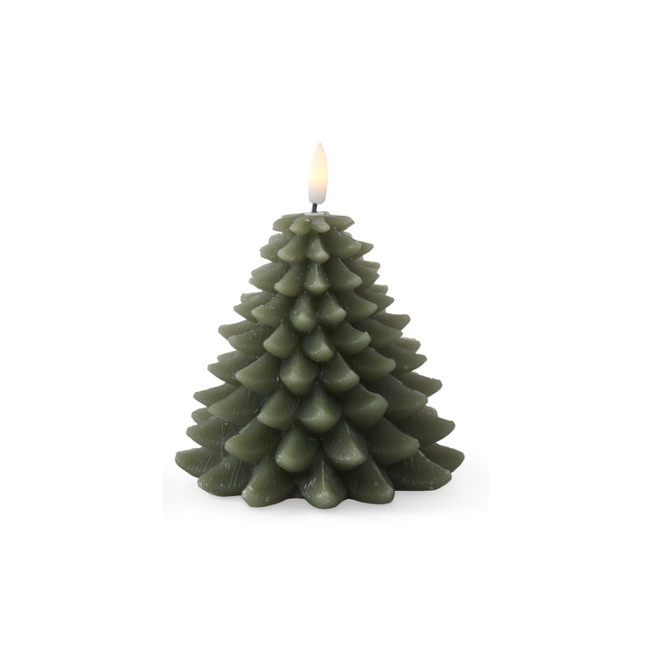 Green Wax Christmas Tree LED Candles with Timer
