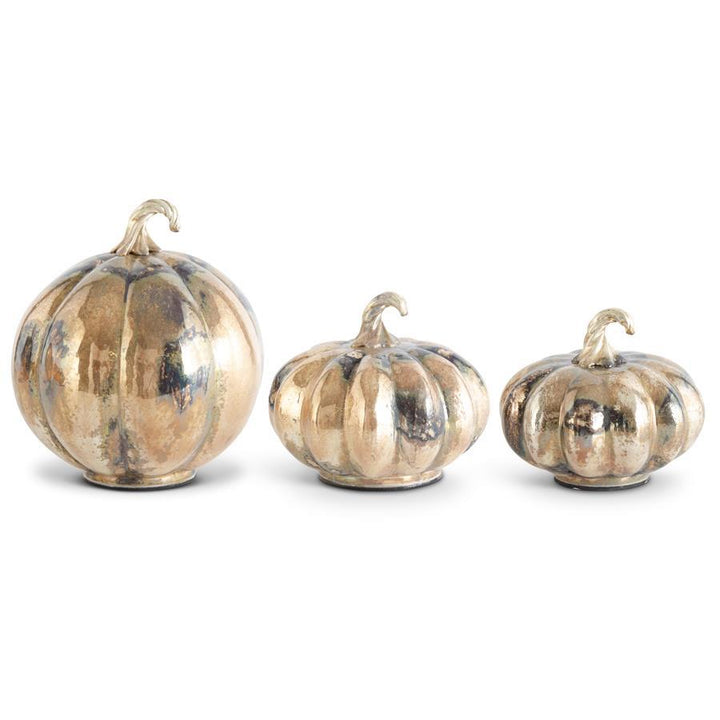 Champagne and Copper Marbled Glass Pumpkins