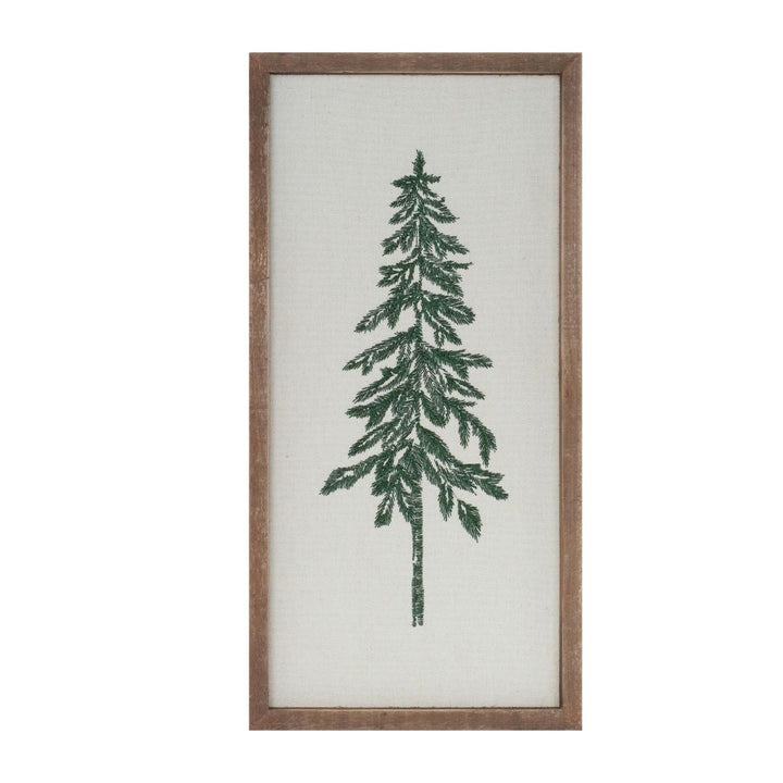 Vertical Framed Embroidered Christmas Tree Sign