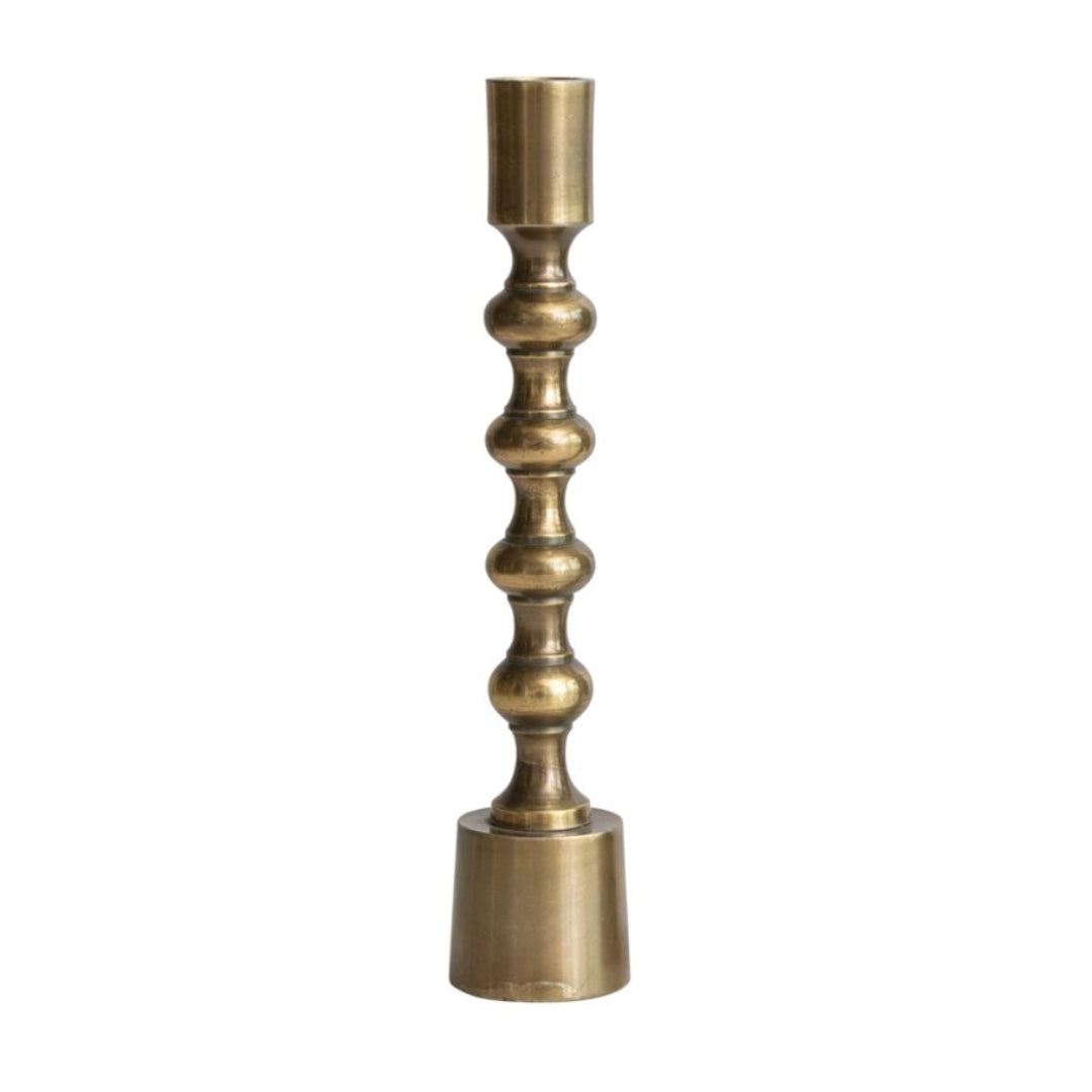 Antique Gold Cast Iron Taper Candle Holders