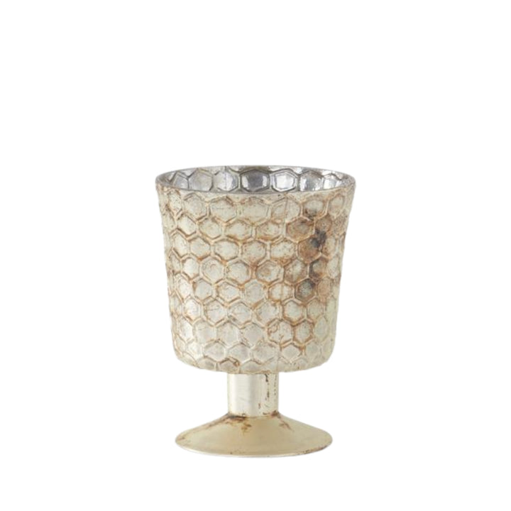 Honeycomb Champagne Mercury Glass Fluted Vases