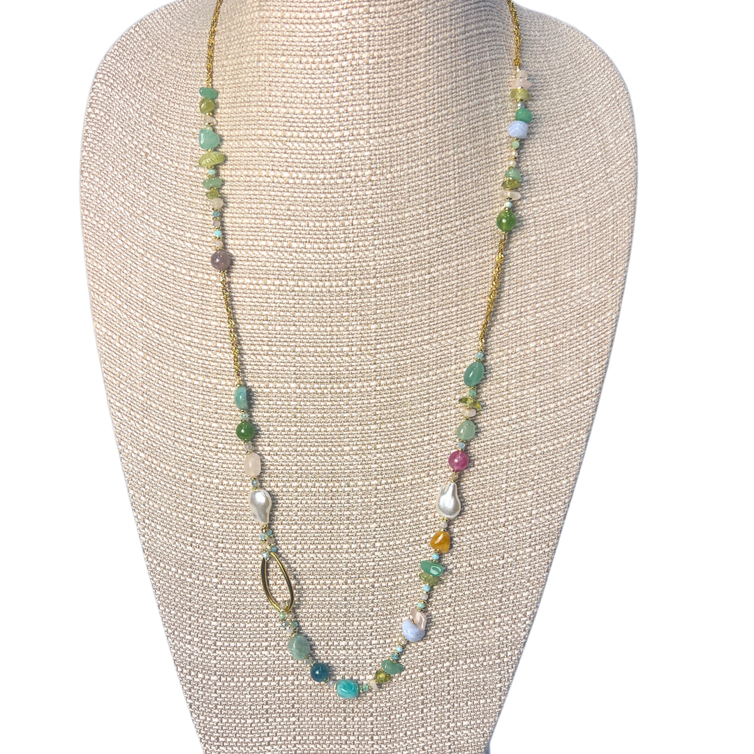 Glass Bead, Pearl, &amp; Gold Necklaces
