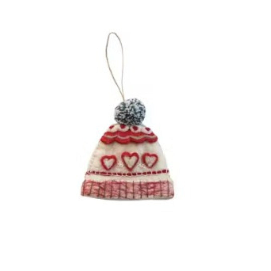 Handmade Embroidered Wool Felt Hat Shaped Ornaments