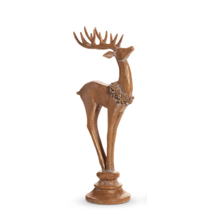 Resin Wood Look Reindeer on Stand