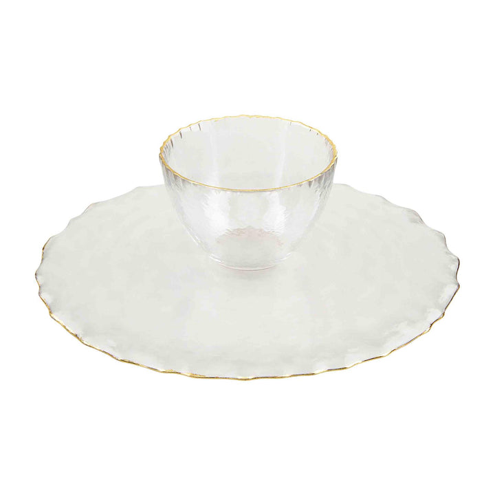 Gold Edge Cake Stand/Chip & Dip Server