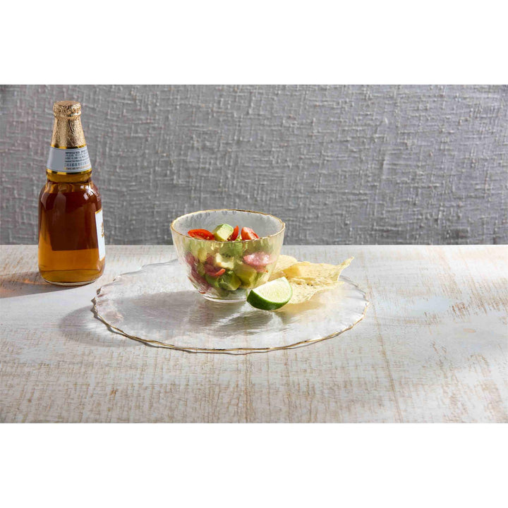 Gold Edge Cake Stand/Chip & Dip Server