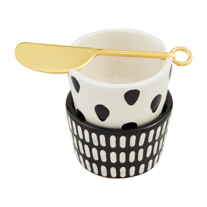 Black Patterned Tidbit Sets