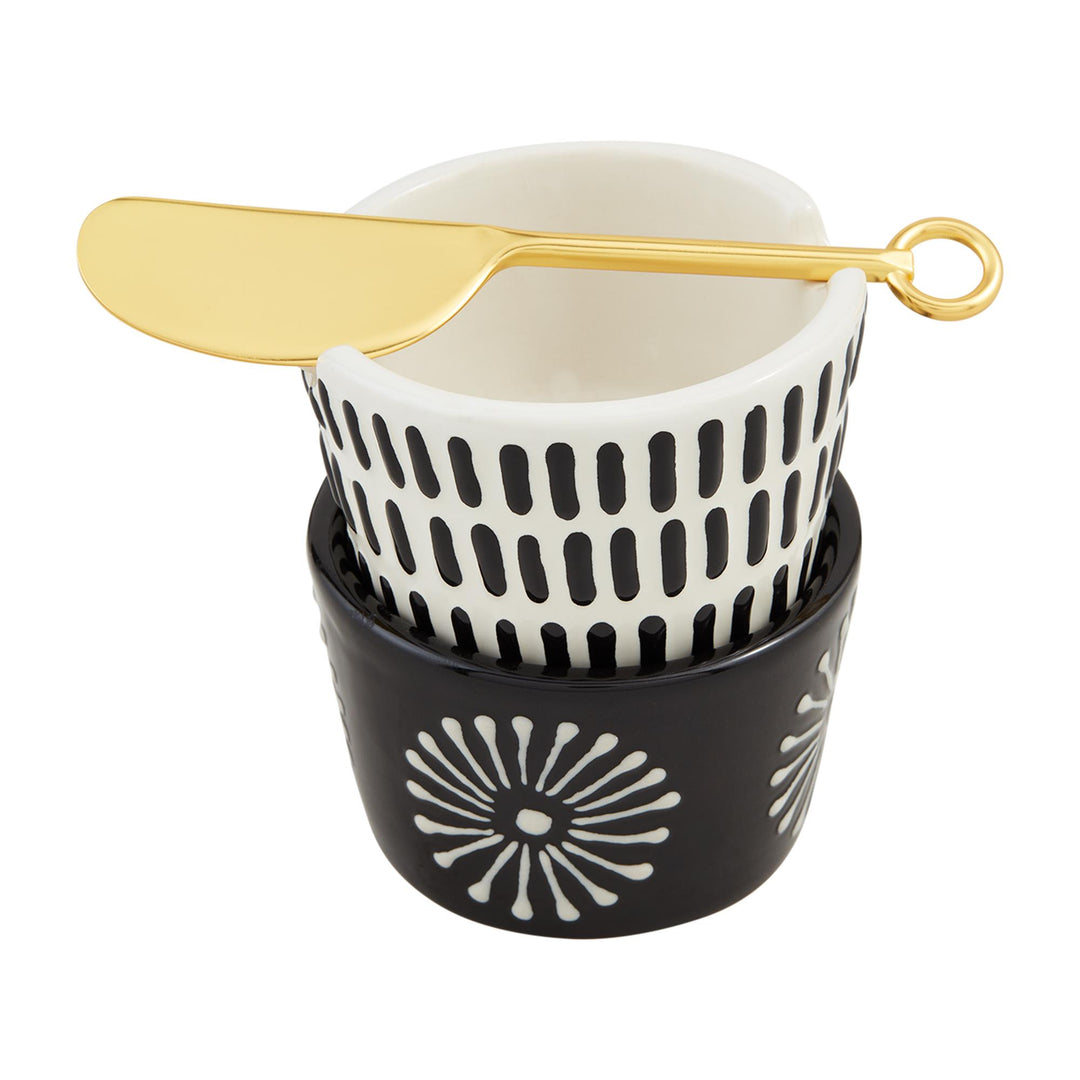 Black Patterned Tidbit Sets
