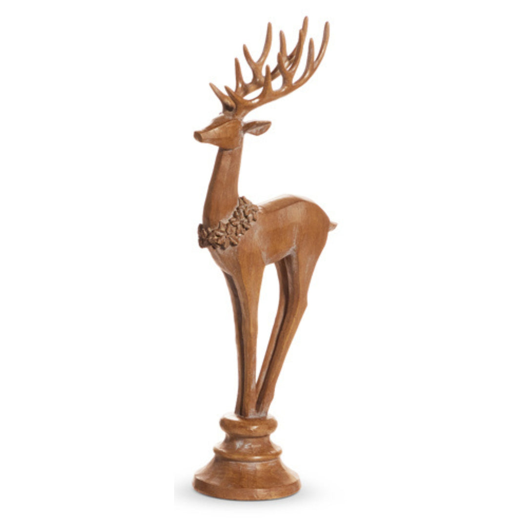 Resin Wood Look Reindeer on Stand