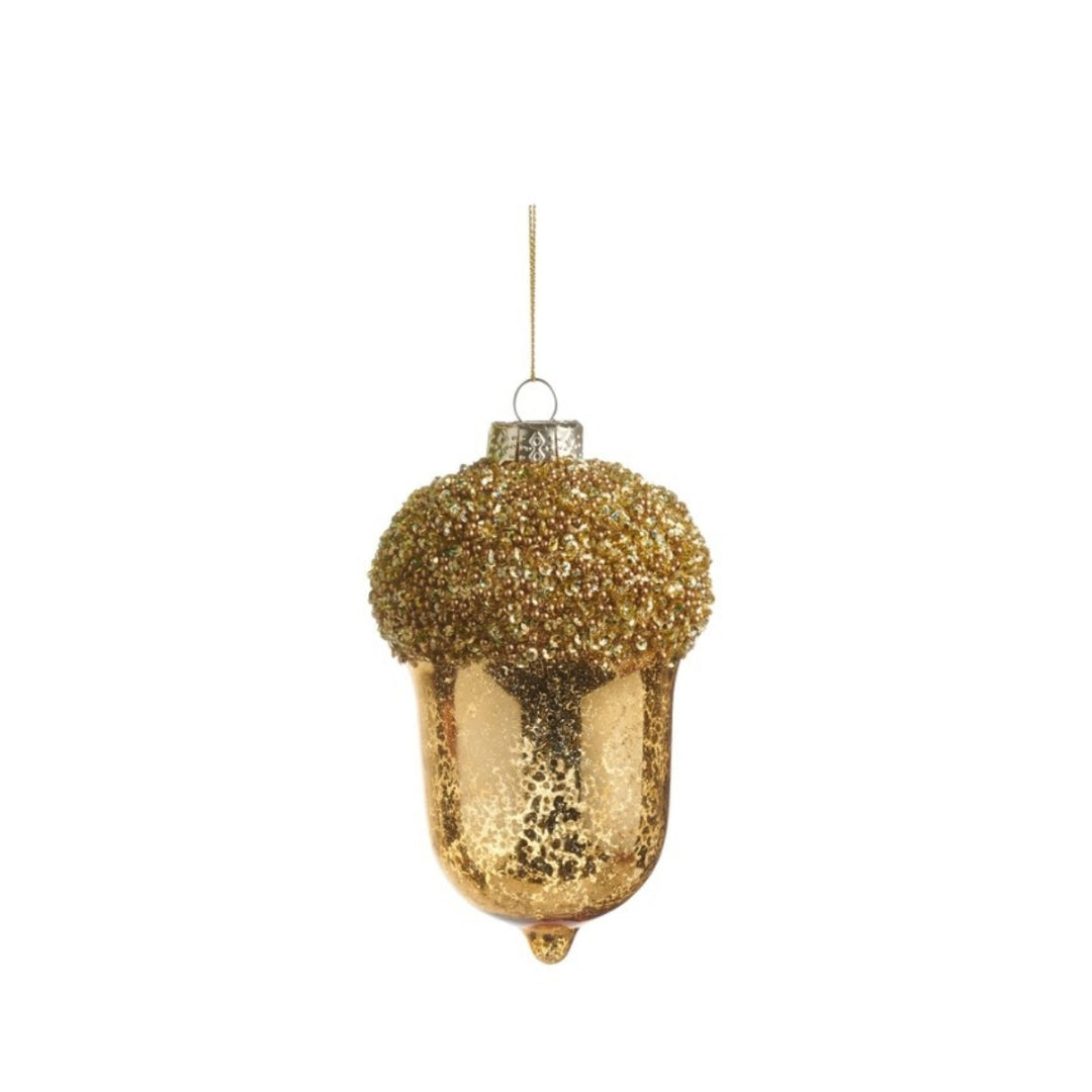 Bead Top Mercury Glass Acorn Ornament