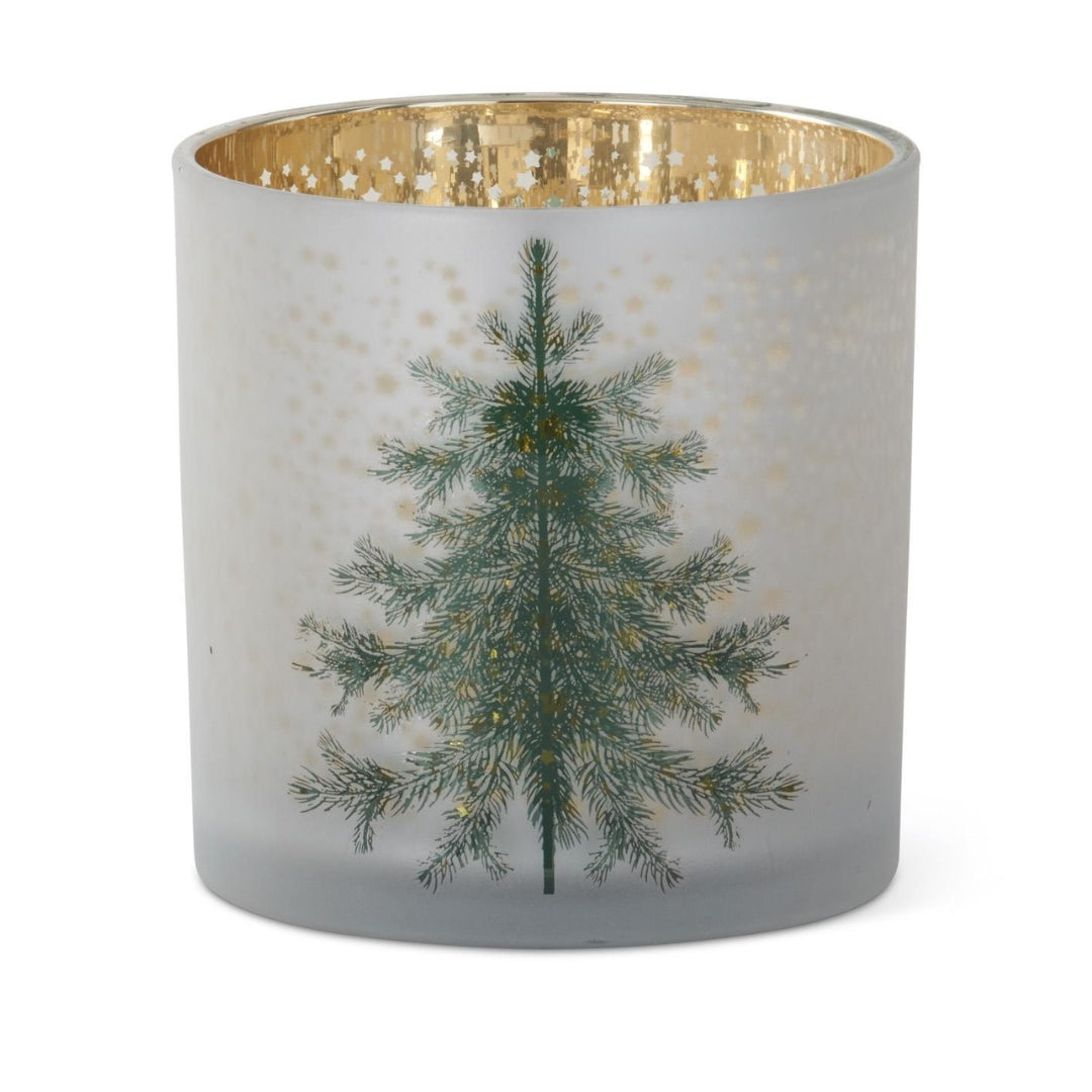 Frosted White Glass Christmas Tree Votive Holders