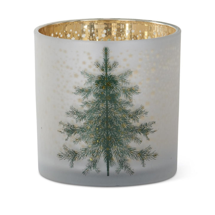 Frosted White Glass Christmas Tree Votive Holders