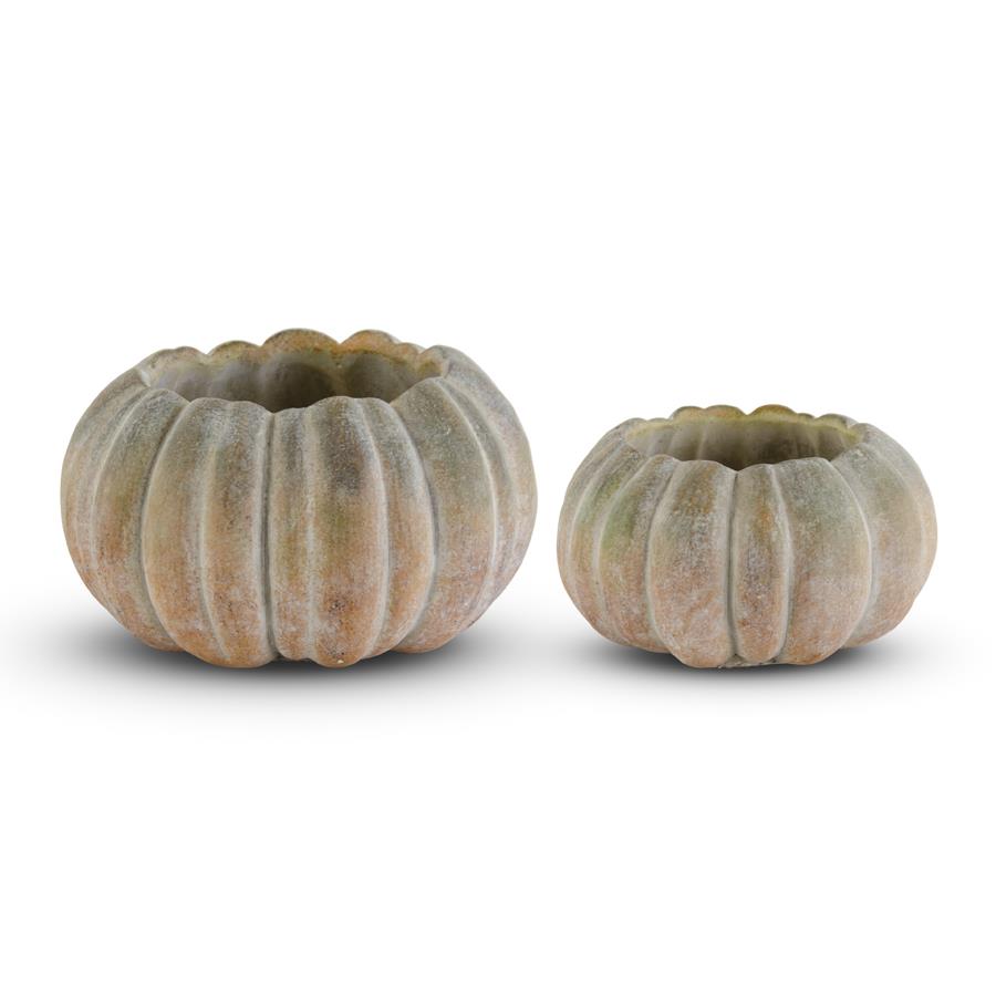 Round Cement Pumpkin Pots