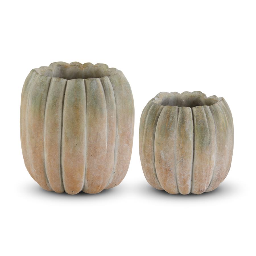 Tall Cement Pumpkin Pots