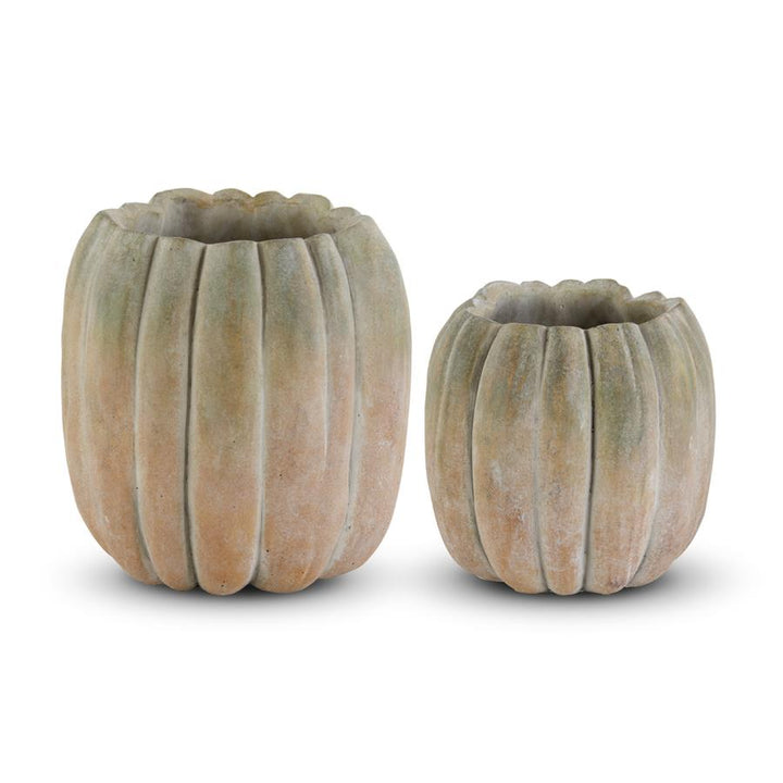 Tall Cement Pumpkin Pots