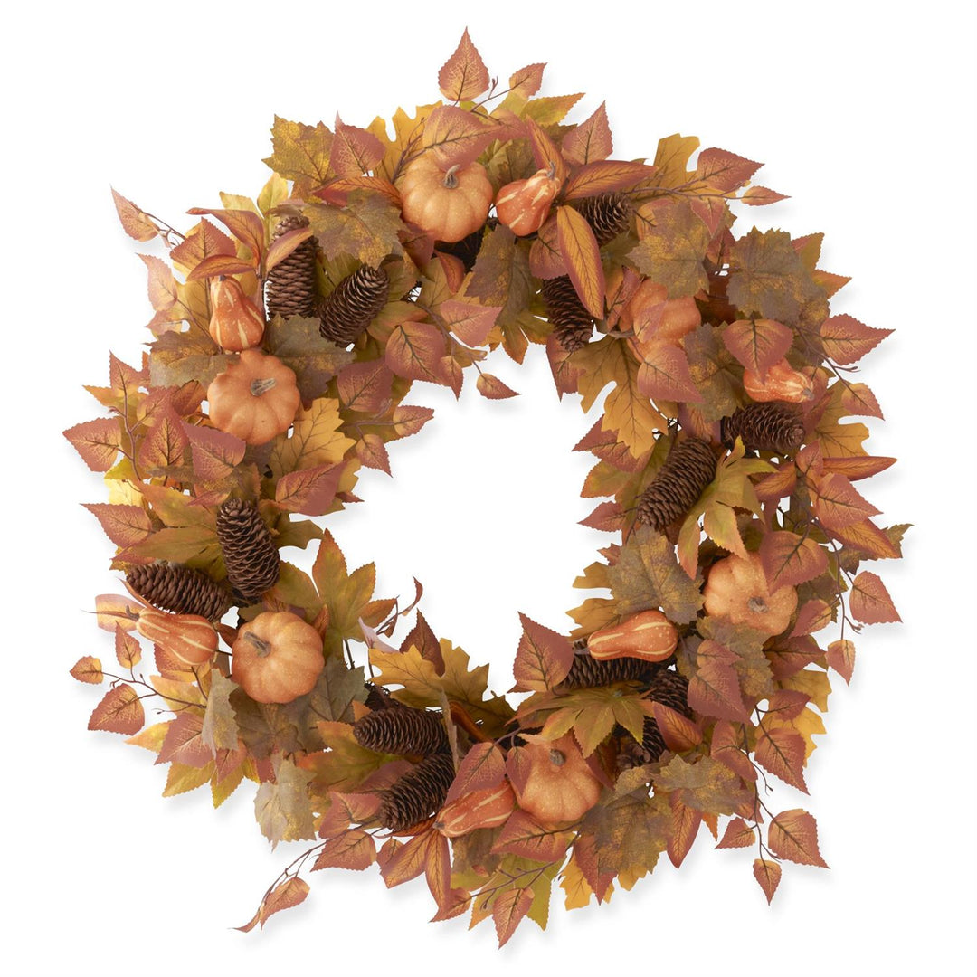 Fall Leaves Gourds &amp; Pumpkins Wreath