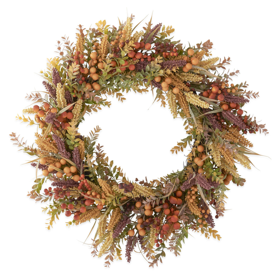 Burgundy Cream Seed Fall Foliage Wreath