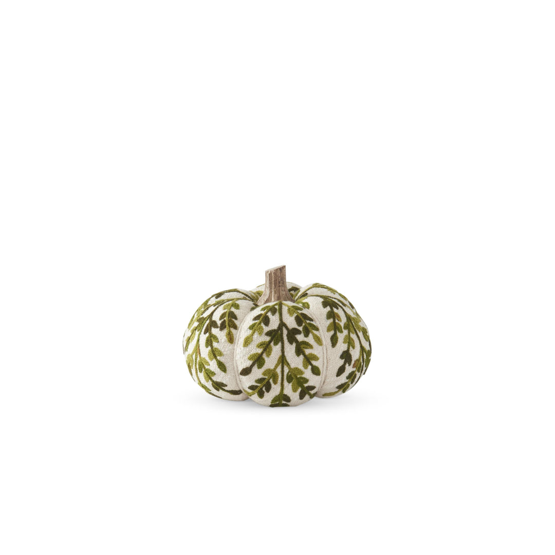 Cream &amp; Green Foliage Knit Pumpkins