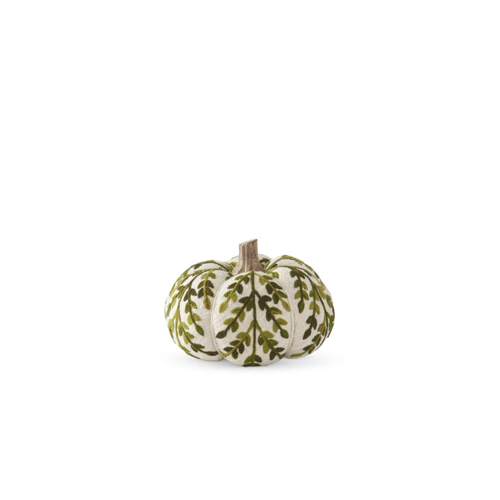 Cream &amp; Green Foliage Knit Pumpkins