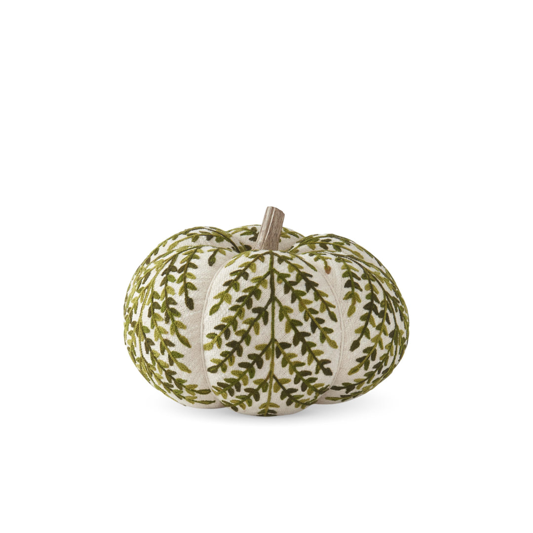 Cream &amp; Green Foliage Knit Pumpkins