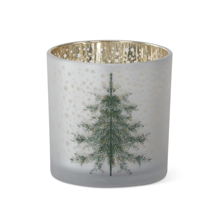 Frosted White Glass Christmas Tree Votive Holders